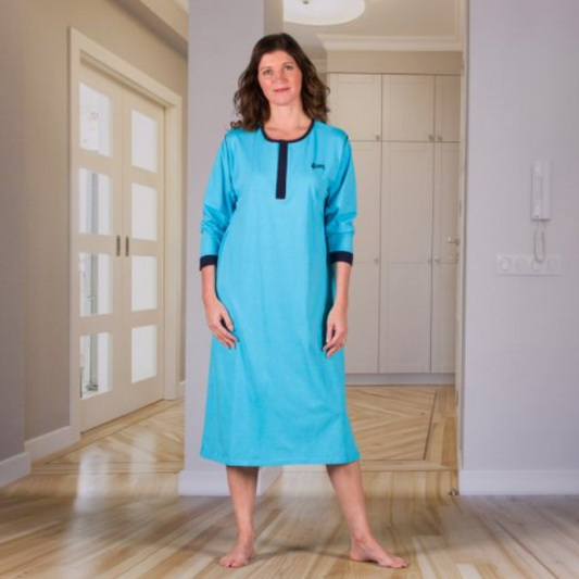 4Care Nachthemd 1402 – Pflegehemd Unisex mit Klettverschluss