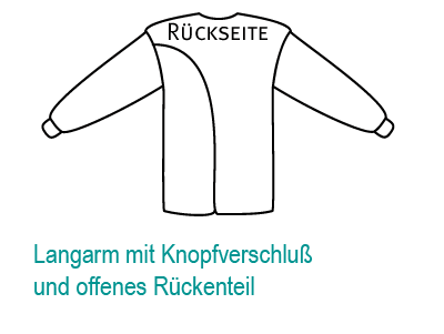 CAREWEAR Pflegehemd 8004 – Langarm-Nachthemd mit offenem Rückenteil (Unisex)