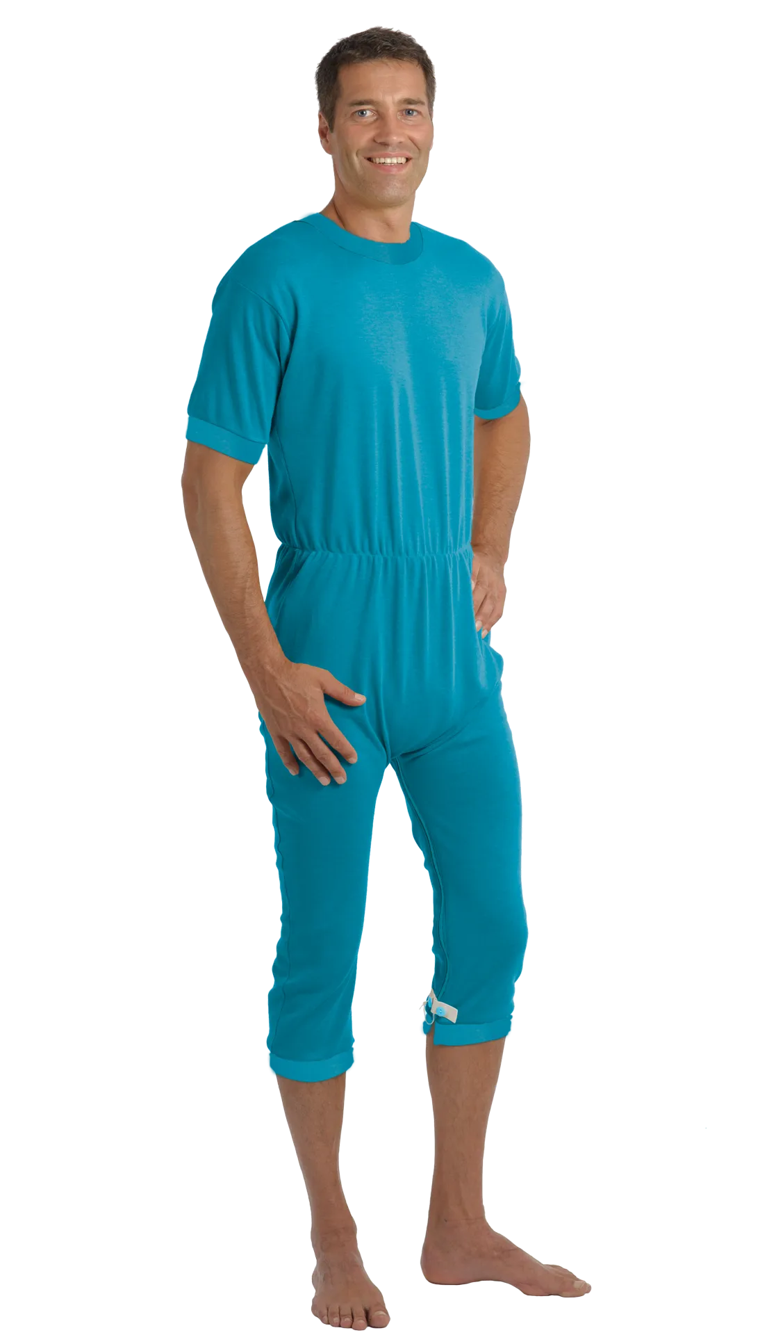suprima CareFunction 4702 Slim – Kurzer Sommer-Pflegeoverall mit Rücken- & Bein-RV