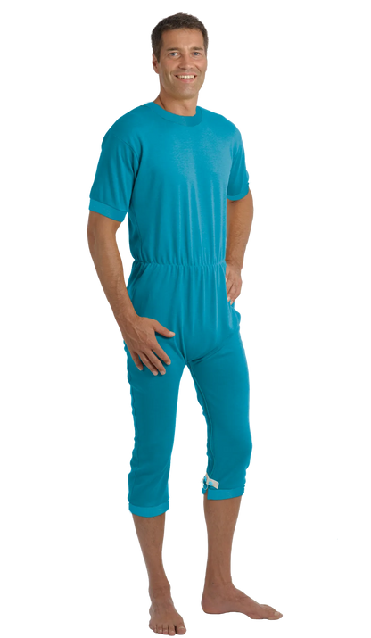 suprima CareFunction 4702 Slim – Kurzer Sommer-Pflegeoverall mit Rücken- & Bein-RV