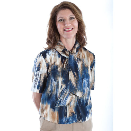 4care Damen Kurzarmbluse 7249 – Elegante Rollstuhl-Bluse mit Rückenöffnung