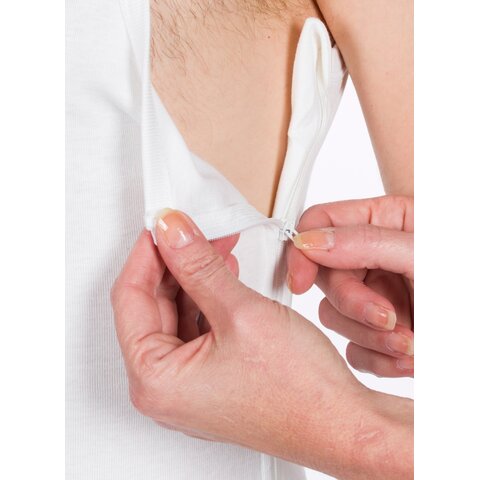 4care EasyClick Herren-Unterhemd komplett zu öffnen (Modell 3060) – Weiß
