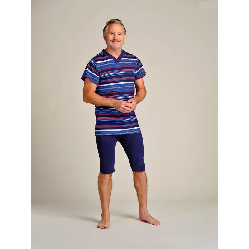 4care Herren Pflege-Pyjama Kurz – Diskreter Overall mit Rücken-RV (1055)