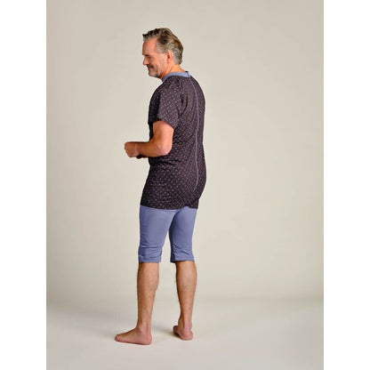 4care Herren Pflege-Pyjama Kurz – Diskreter Overall mit Rücken-RV (1055)