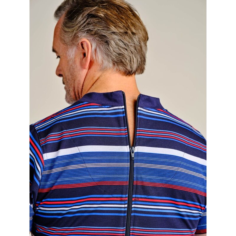 4care Herren Pflege-Pyjama Kurz – Diskreter Overall mit Rücken-RV (1055)