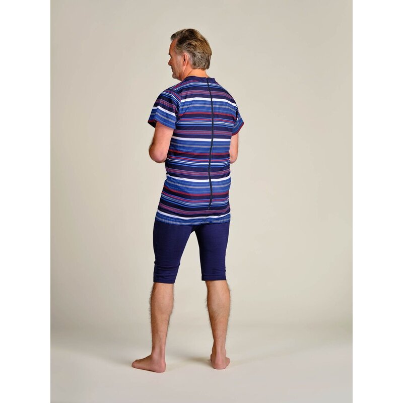 4care Herren Pflege-Pyjama Kurz – Diskreter Overall mit Rücken-RV (1055)