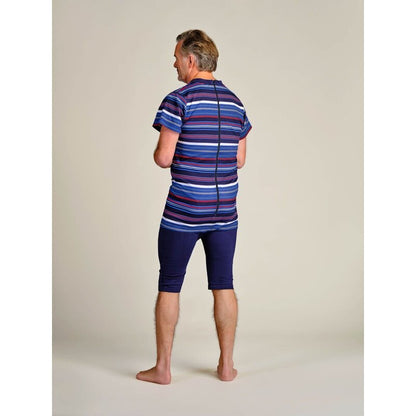 4care Herren Pflege-Pyjama Kurz – Diskreter Overall mit Rücken-RV (1055)