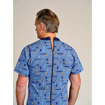 4care Herren Pflege-Pyjama Kurz – Diskreter Overall mit Rücken-RV (1055)