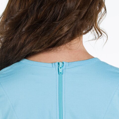 4care Damen Pflege-Pyjama – Diskreter Pflegeoverall mit Rücken-RV & langem Bein