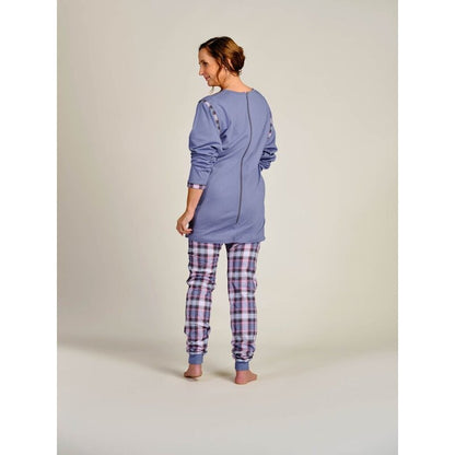 4care Damen Pflege-Pyjama – Diskreter Pflegeoverall mit Rücken-RV & langem Bein