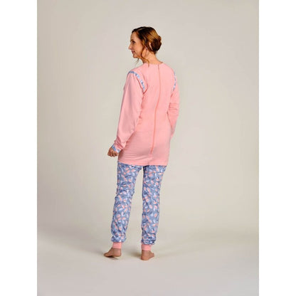 4care Damen Pflege-Pyjama – Diskreter Pflegeoverall mit Rücken-RV & langem Bein