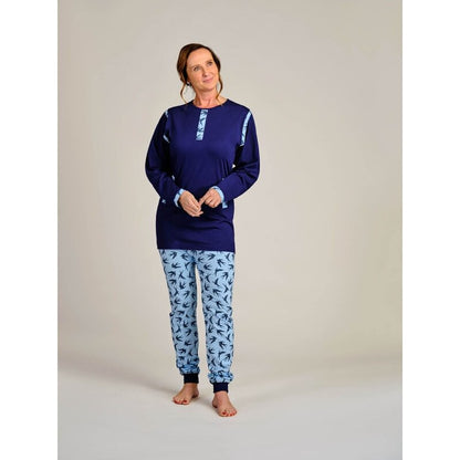 4care Damen Pflege-Pyjama – Diskreter Pflegeoverall mit Rücken-RV & langem Bein