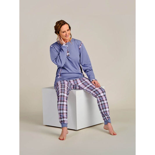 4care Damen Pflege-Pyjama 1081 – Overall mit Rücken- & Schritt-Reißverschluss