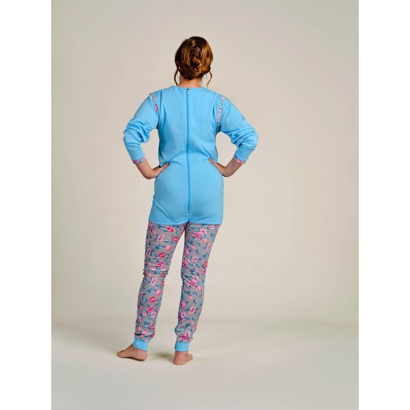 4care Damen Pflege-Pyjama 1081 – Overall mit Rücken- & Schritt-Reißverschluss