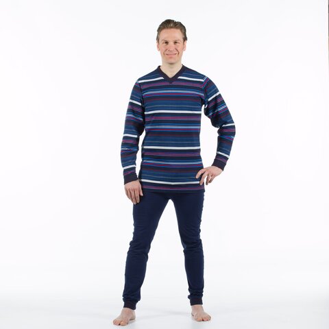 4care Herren Pflege-Pyjama 1090 – Diskreter Overall mit Rücken-RV & langem Bein