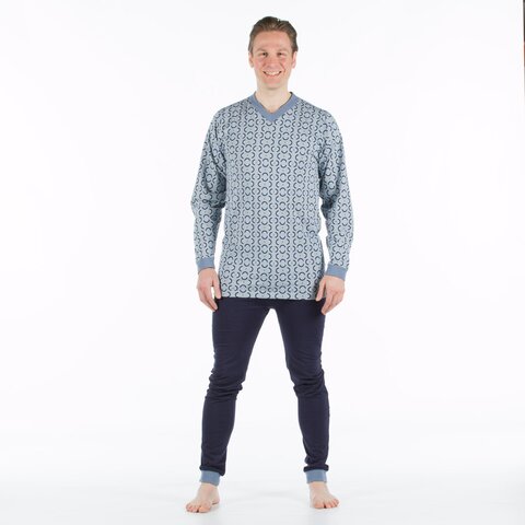4care Herren Pflege-Pyjama 1090 – Diskreter Overall mit Rücken-RV & langem Bein