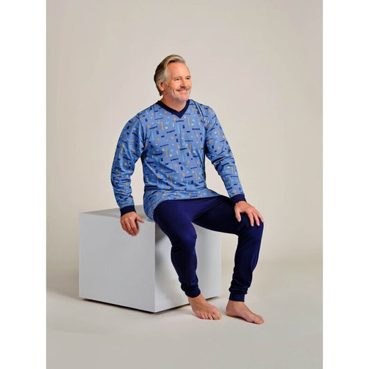 4care Herren Pflege-Pyjama 1090 – Diskreter Overall mit Rücken-RV & langem Bein