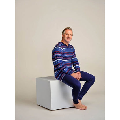 4care Herren Pflege-Pyjama 1090 – Diskreter Overall mit Rücken-RV & langem Bein