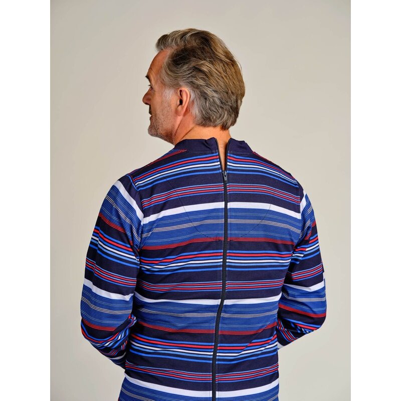 4care Herren Pflege-Pyjama 1090 – Diskreter Overall mit Rücken-RV & langem Bein