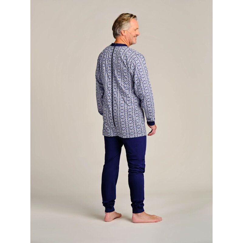 4care Herren Pflege-Pyjama 1090 – Diskreter Overall mit Rücken-RV & langem Bein