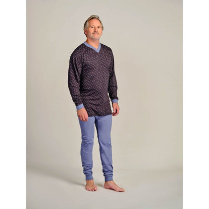 4care Herren Pflege-Pyjama 1090 – Diskreter Overall mit Rücken-RV & langem Bein