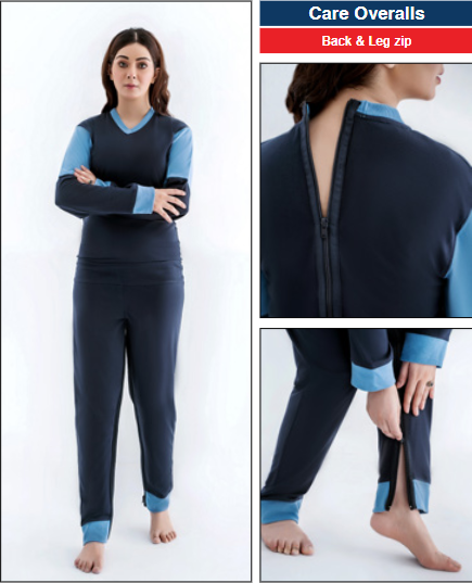 Care Better Pflegeoverall Unisex – Dunkelblau mit praktischem Bein- & Rückenreißverschluss (CAO_dbl/r)