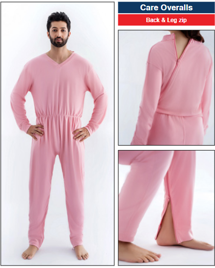 Care Better Pflegeoverall Rosa – Unisex-Schutzanzug mit schrägem Rücken-RV