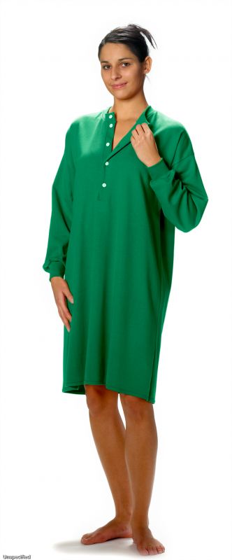 CAREWEAR Pflegehemd 8004 – Langarm-Nachthemd mit offenem Rückenteil (Unisex)