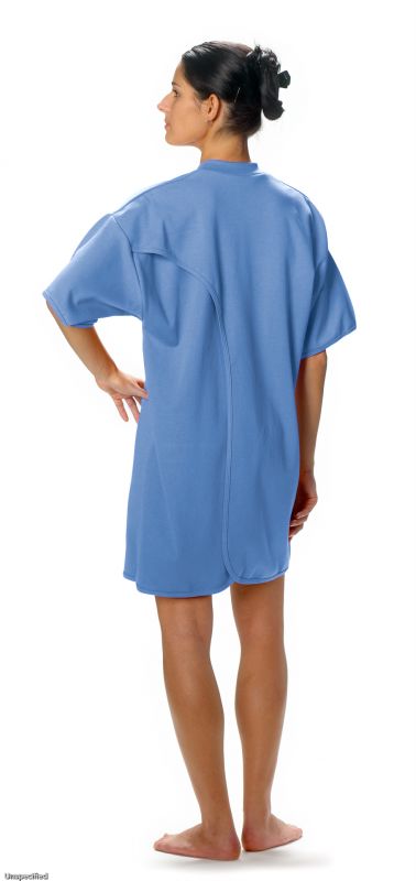 CAREWEAR Pflegehemd 8005 – Kurzarm-Nachthemd mit offenem Rückenteil (Unisex)