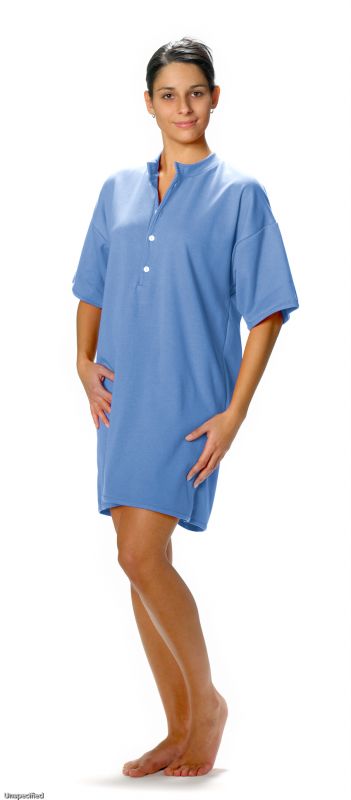 CAREWEAR Pflegehemd 8005 – Kurzarm-Nachthemd mit offenem Rückenteil (Unisex)