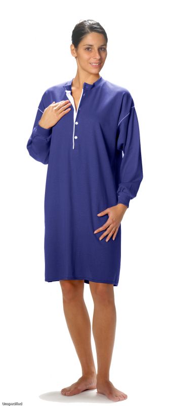 JANUS Pflegehemd 7004 – Langarm mit offenem Rücken & Knopfverschluss (Unisex)