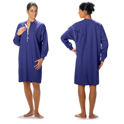 JANUS Pflegehemd 7004 – Langarm mit offenem Rücken & Knopfverschluss (Unisex)