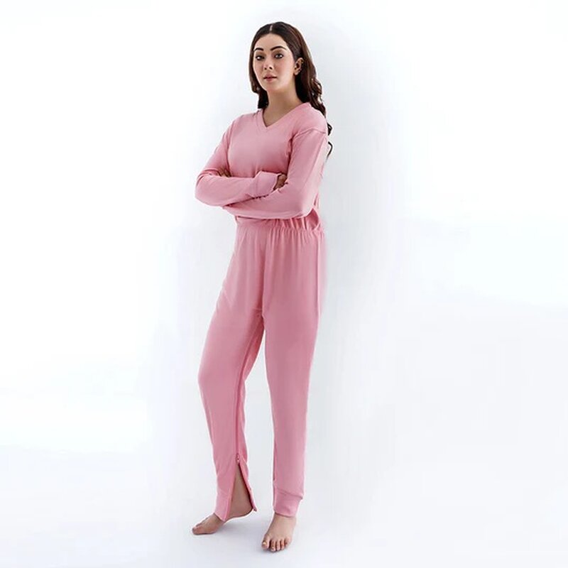 Care Better Pflegeoverall Rosa – Unisex-Schutzanzug mit schrägem Rücken-RV