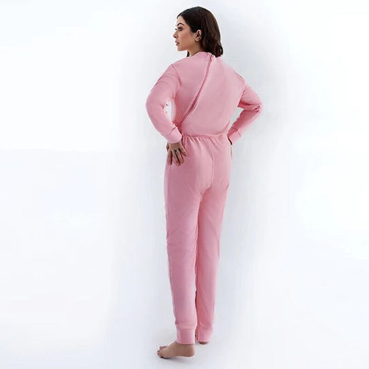 Care Better Pflegeoverall Rosa – Unisex-Schutzanzug mit schrägem Rücken-RV