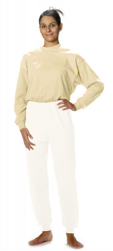 CAREWEAR Pflegeoverall-Oberteil – Langarm mit Taillen-Reißverschluss (Natur) - 8027