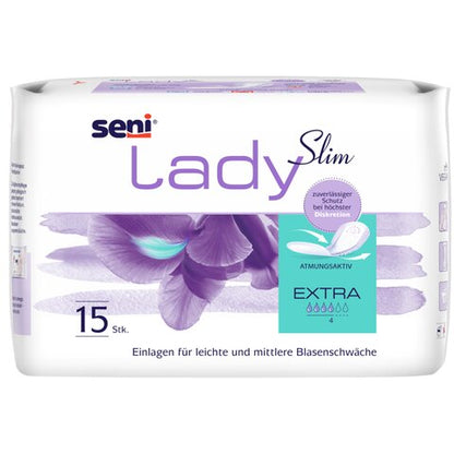 Seni Lady Slim Extra Inkontinenz-Einlagen für Damen (15 Stück) – Ultradünn & Saugstark