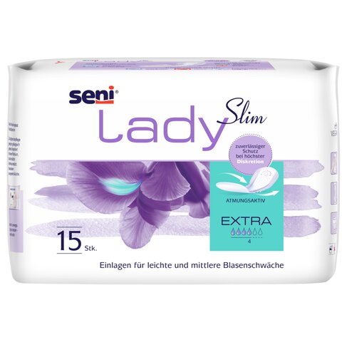 Seni Lady Slim Extra Inkontinenz-Einlagen für Damen (15 Stück) – Ultradünn & Saugstark