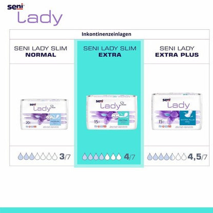 Seni Lady Slim Extra Inkontinenz-Einlagen für Damen (15 Stück) – Ultradünn & Saugstark