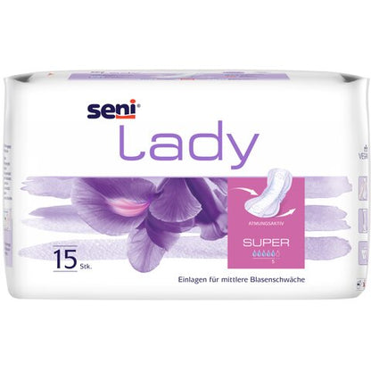 Seni Lady Super Einlagen für Damen (15 Stück) – Hohe Saugkraft (800 ml)