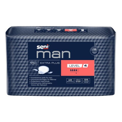 Seni Man Extra Plus Level 4 Einlagen für Herren (15 Stück) – Hohe Saugkraft (700 ml)