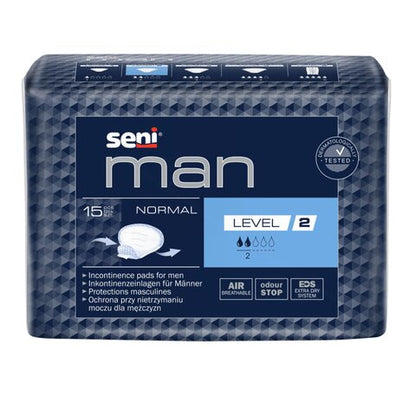 Seni Man Normal Level 2 Einlagen für Herren (15 Stück) – Der sichere Alltagsbegleiter (300 ml)