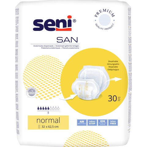 Seni San Normal Anatomische Vorlagen – Mittlere bis schwere Inkontinenz (1.290 ml)