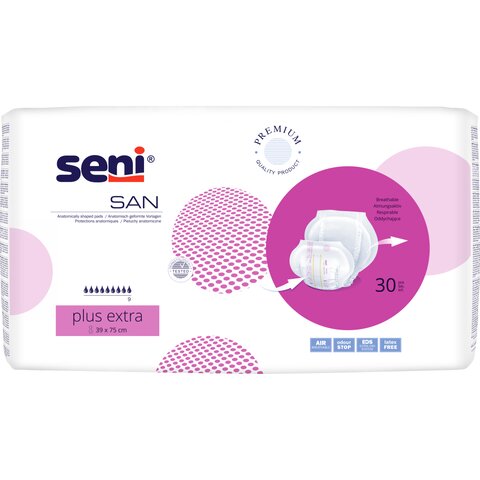 Seni San Plus Extra Anatomische Vorlagen (30 Stück) – Schwerste Inkontinenz (3.500 ml)