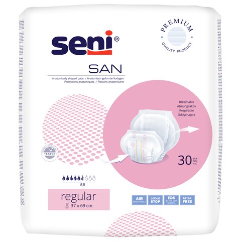 Seni San Regular Anatomische Vorlagen (30 Stück) – Mittlere bis schwere Inkontinenz (1.500 ml)
