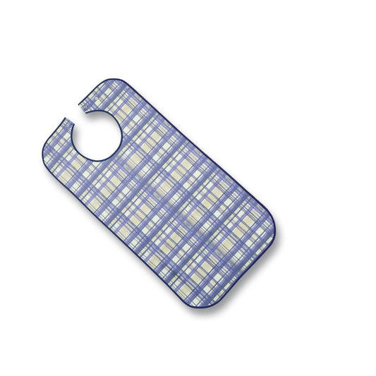Suprima Ess-Schürze 5570 Polyester – Ess-Latz mit Druckknopf blau kariert