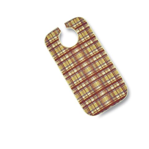 Suprima Ess-Schürze 5571 Polyester – Ess-Latz mit Druckknopf rostbraun kariert