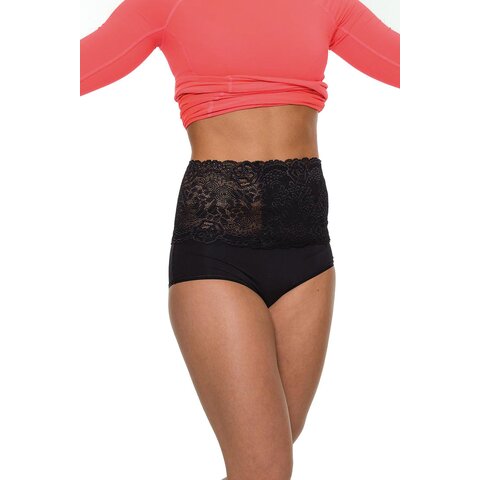Suprima Damen-Stomagürtel mit Spitze & Tasche (Modell 7801) – Schwarz