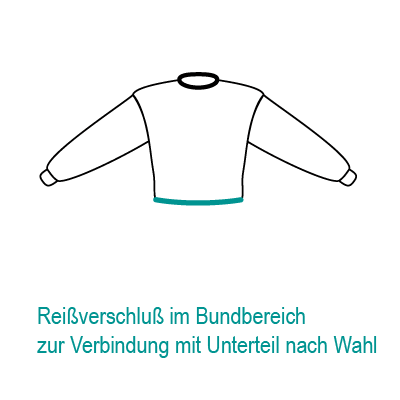 CAREWEAR Pflegeoverall-Oberteil – Langarm mit Taillen-Reißverschluss (Natur) - 8027